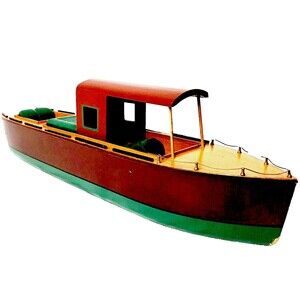 Wooden Pond Boat Vintage Nautical Decor Model 24 in Yacht MCM Cabin Folk Art Toy